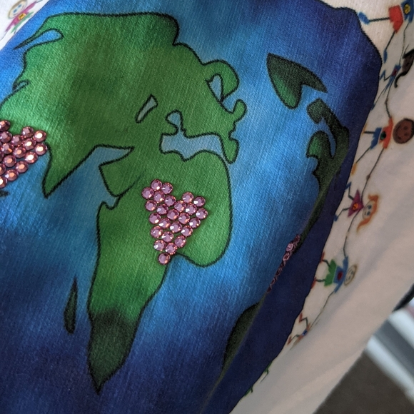 DREAM "Love & Harmony" Hand-painted Front/back White Hoodie Zip-up EUC Kids' 2 - Picture 6 of 10